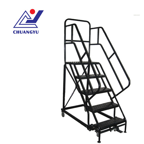 Heavy Duty Steel Warehouse Rolling Ladder For Support Scaffolding Construction